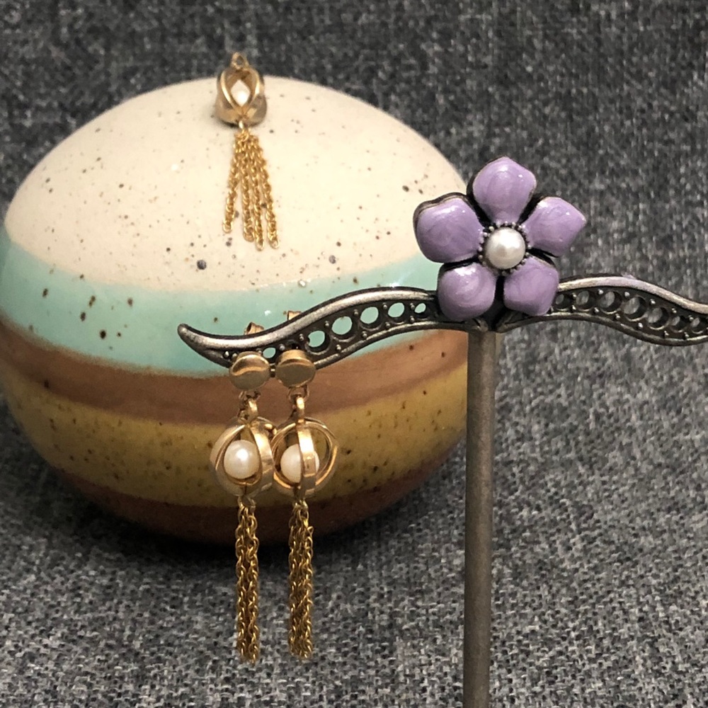 14K gold filled dangle earrings and pendant